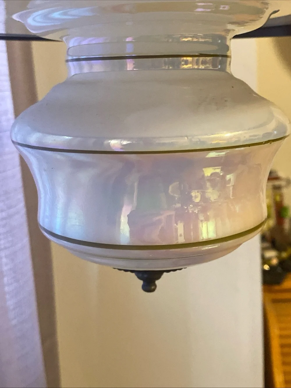 Vtg 70’s GWTW Swag Lamp White Luster Milk Glass Hand Painted Floral Working
